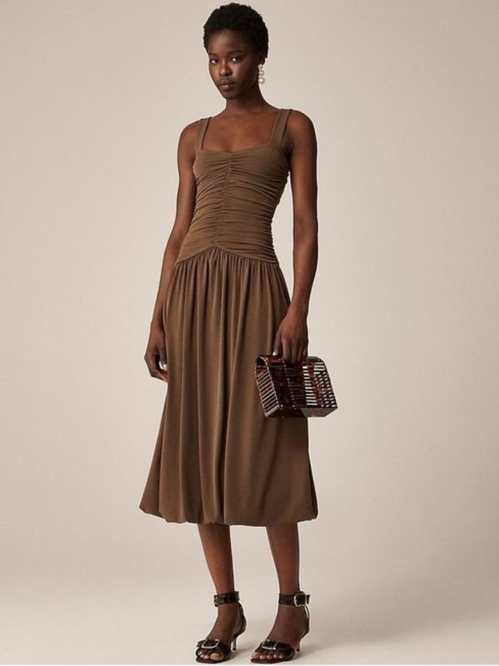 J.Crew Ruched drop-waist bubble dress in matte jersey